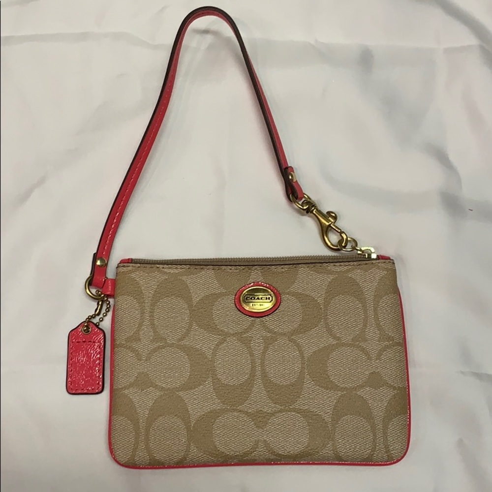 Coach Classic Wristlet with Hot Pink Trim